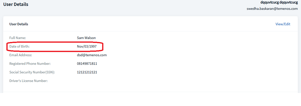 User details